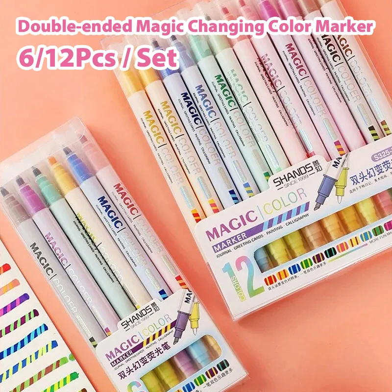 6/12 шт. двухсторонняя Волшебная меняющая цвет маркерная ручка для граффити манга