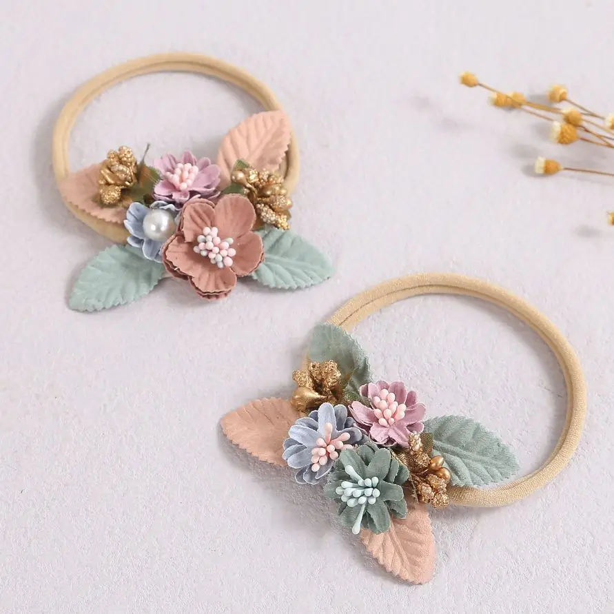 

Baby Girl Floral Nylon Headband Children Hair Bands For Girls New Toddler Infant Flower Baby Headwear Babies Accessories Newborn