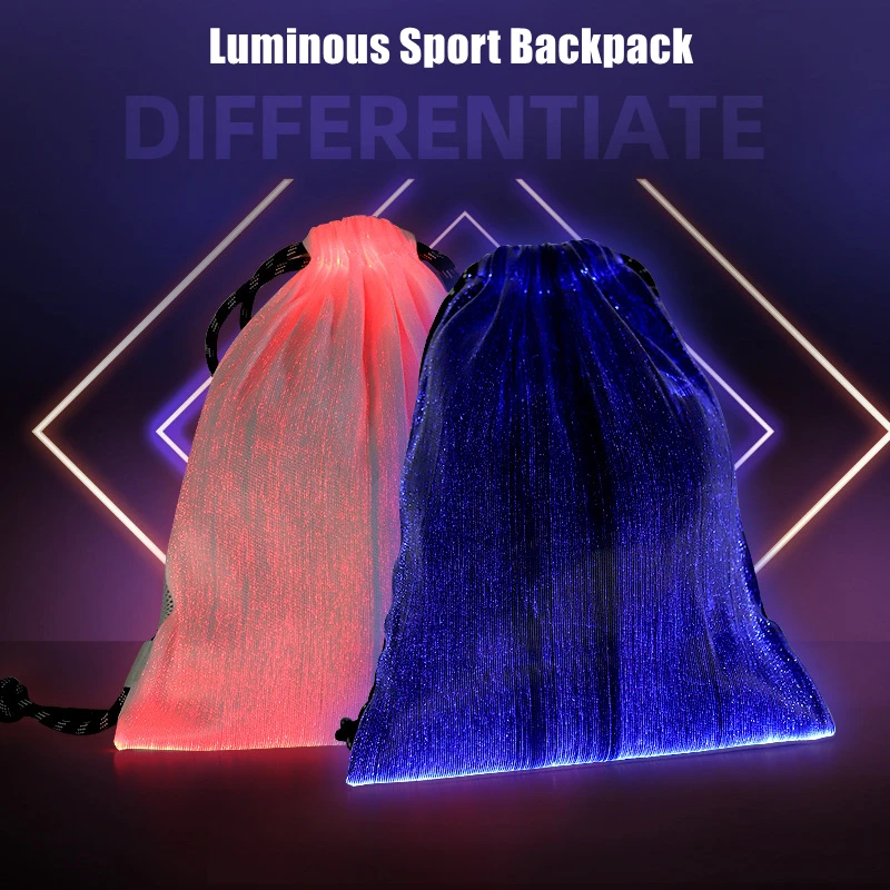 Colorful Luminous Backpack for Night Sport Hike Ride Run Accessories LED Light Source Fiber Back Sack Night Warning Glowing Bag
