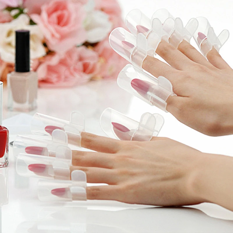 

5Pc Nail Art Finger Clear Protective Sleeve Glazing Varnish Protective Shield Clip Protective Sleeve DIY Nail Art Skills Tool
