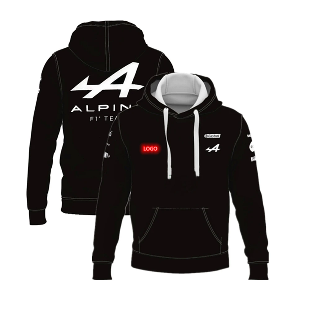 

Alpine f1 equipe 14 corrida fanies com capuz azul e preto respirável teamline peças masculinas com capuz 2021 temporada mo