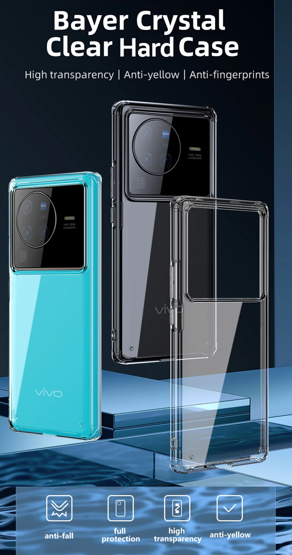 Cena UFLAXE Odporny Na Wstrząsy Etui Na Vivo X80 / X80 Pro WLONS Niemcy Bayer 4K HD Krystalicznie Czyste Tylna Pokrywa Anty-żółta Obudowa