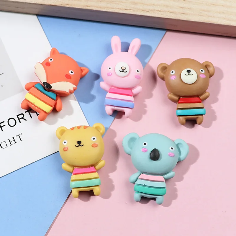 

30pcs/Lot Simulation cartoon cute animals elephant rabbit Figurines Flatback Resin Cabochons Diy Craft Decoration Accessory