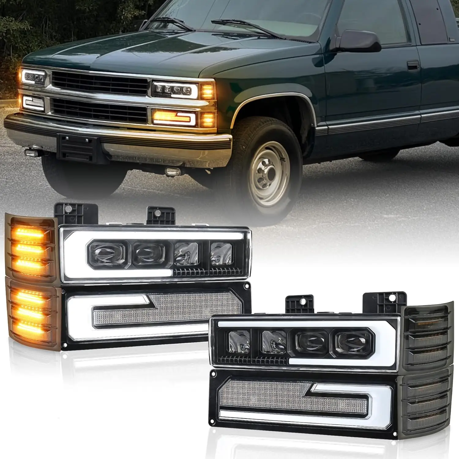 

Фары и передние боковые габаритные фонари для Chevy C10 C/K серии 1500 2500 3500 Chevrolet Silverado/Tahoe/Suburban 1994-1998 годов