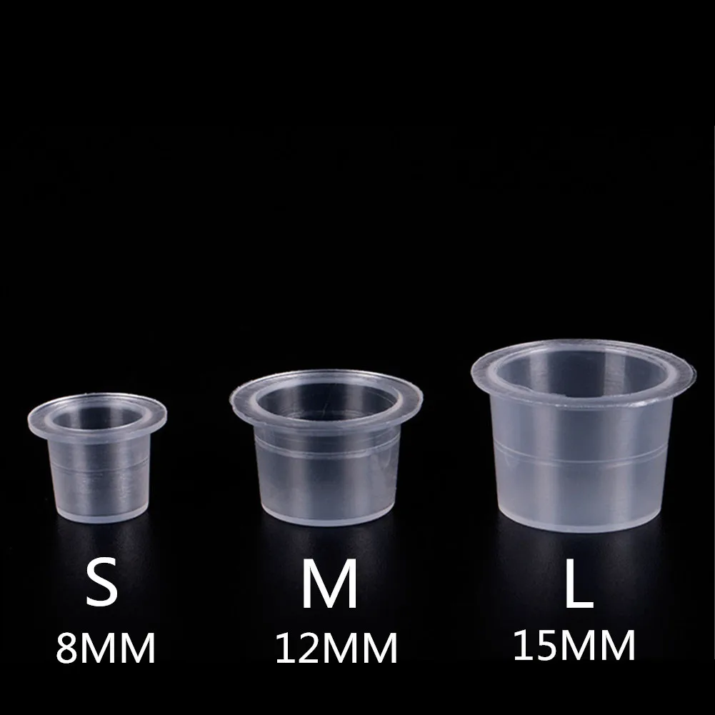1000 PCS Plastic Disposable Microblading Tattoo Ink Cups S/M/L Permanent Makeup Pigment Clear Holder Container Cap
