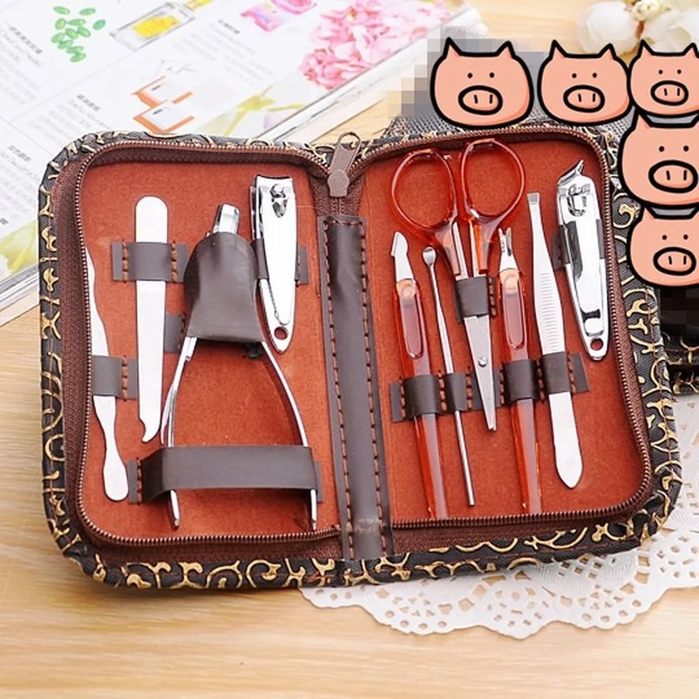 

10pcs/set New Manicure Nail Clippers Pedicure Set Portable Travel Hygiene Kit Stainless Steel Nail Cutter Tool Set