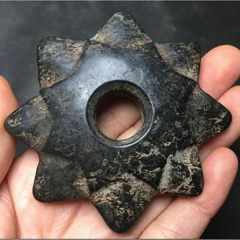 

Hongshan культура античный нефрит черный железный метеорит восьмиугольная статуя