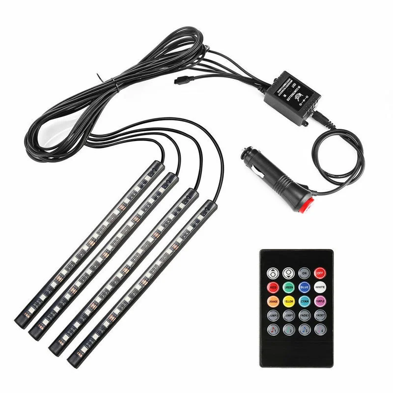 LED Car Interior Light RGB Atmosphere Strip With Wireless Remote Music Control Multiple Modes Decorative Lamp |