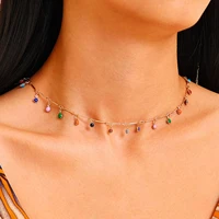 fashion sunflower gemstone handmade handmade womens necklace ins personality collarbone short pendant sweater chain