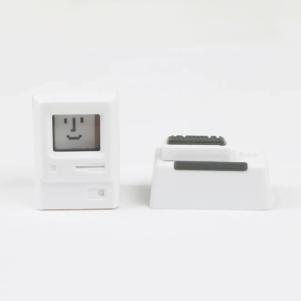 

2022 trend 2pcs Mechanical keyboard 80's MAC Macintosh Style Retro Personality Backlit Keycap White ESC And 1.5U Tab Key Caps