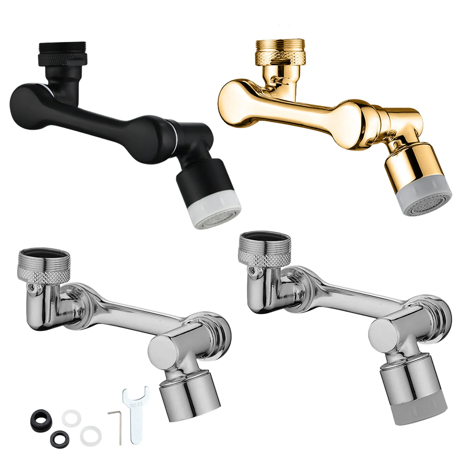 

New Universal 1080° Rotation Extender Faucet Aerator Plastic Splash Filter Kitchen Washbasin Faucets Bubbler Nozzle Robotic Arm
