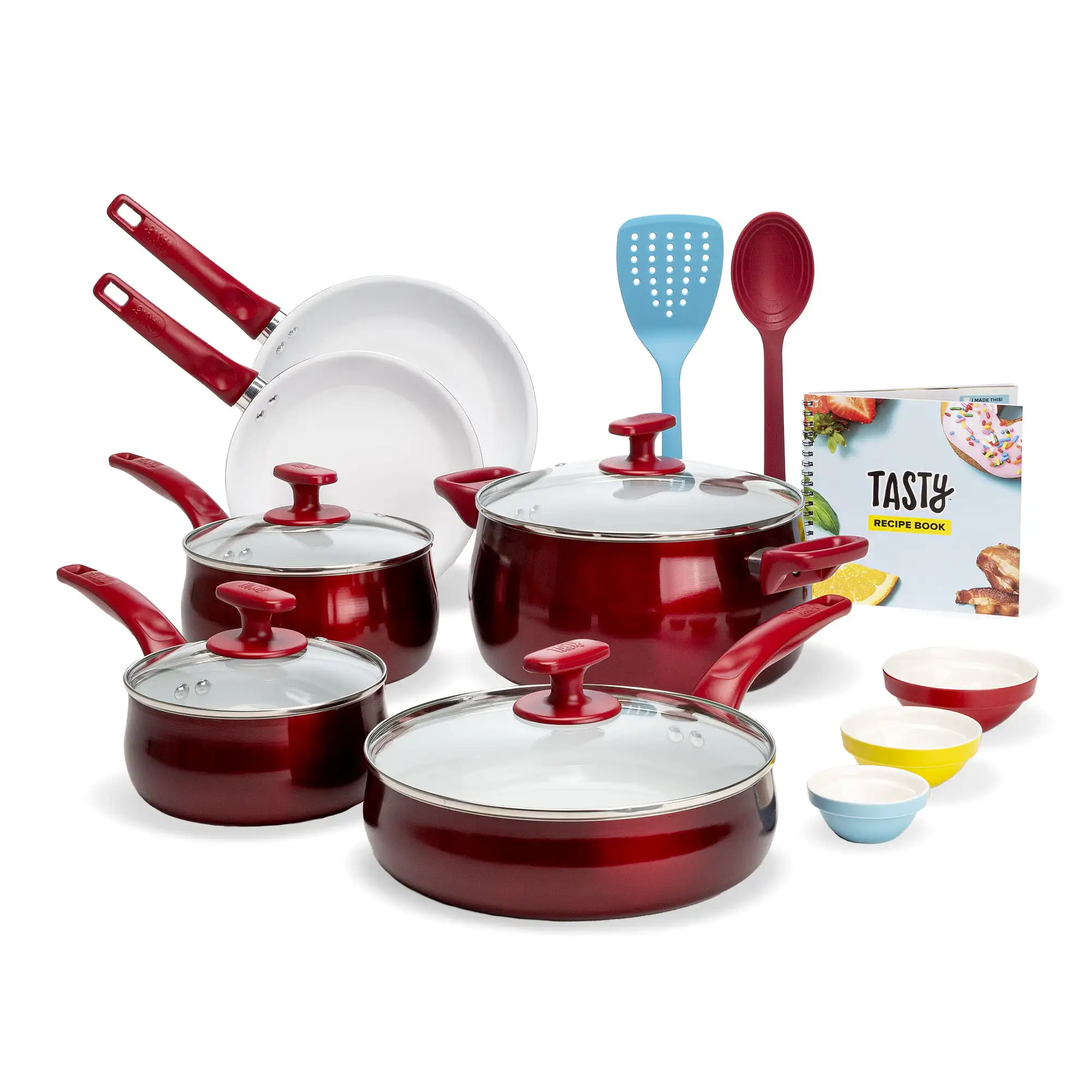 

Ceramic -Reinforced Cookware Set, Red, 16 Piece