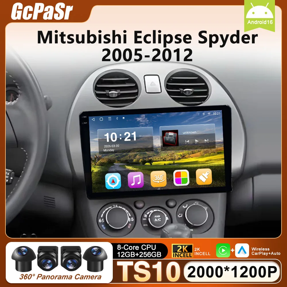 Фото Автомагнитола Android 16 с CarPlay для Mitsubishi Eclipse Spyder 2005-2012, мультимедийный плеер, стереосистема, Bluetooth, навигация №1