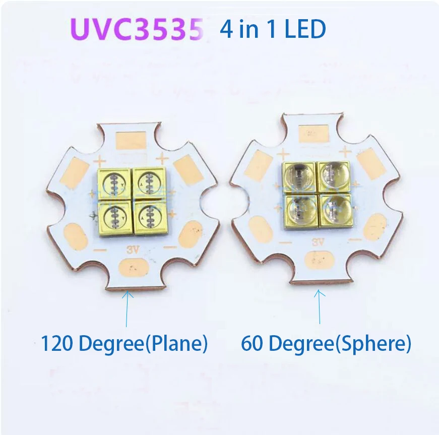 Фото УФ-лампа UVC 4-в-1 (254нм/275нм/295нм/310нм/340нм) с ультрафиолетовыми светодиодами (поддержка AC 110В-220В) для дезинфекции, стерилизации, минеральный камень №2