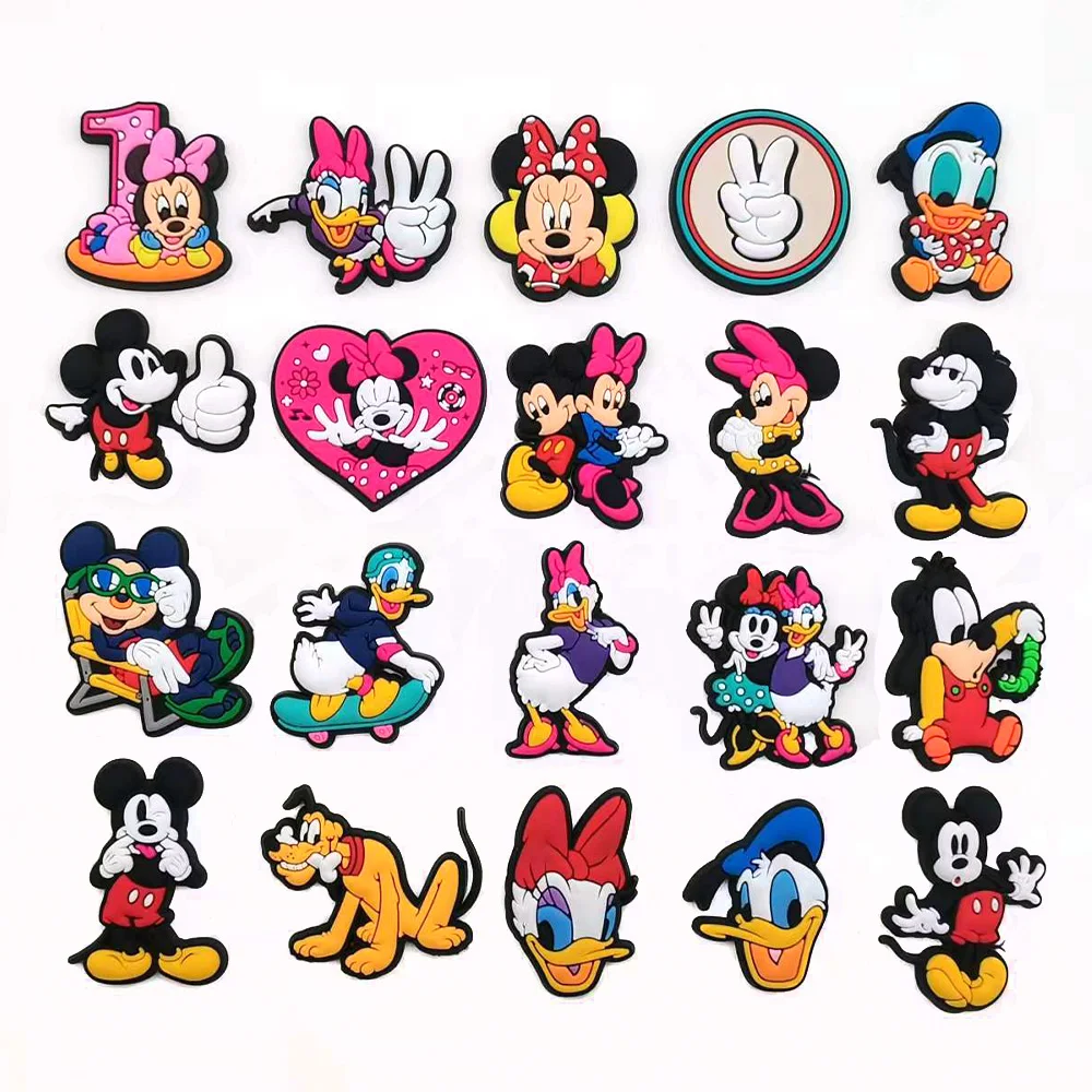 16 set Cartoon Disney series Shoe Charms Croc Charms Stitzer Mickey Donald Duck Strawberry Bear Shoe Decoration PVC Accessories