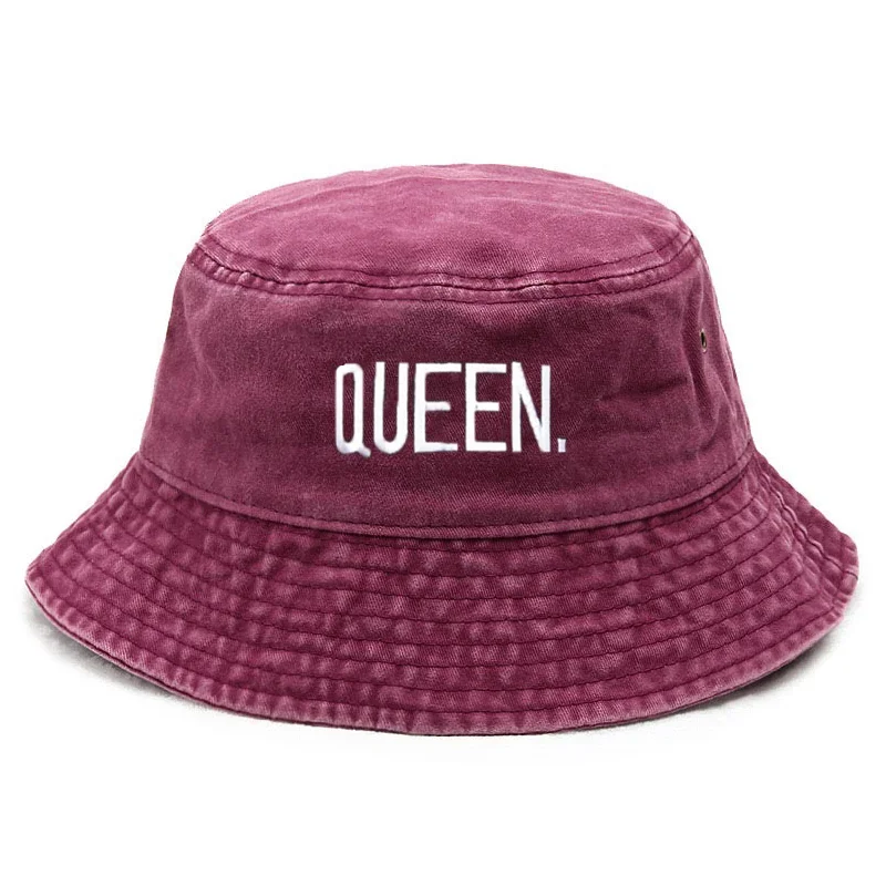 Фото Винтажная панама Queen Washed, новая панама с вышитыми буквами в стиле хип-хоп, уличная хлопковая модная шапка для рыбалки №1