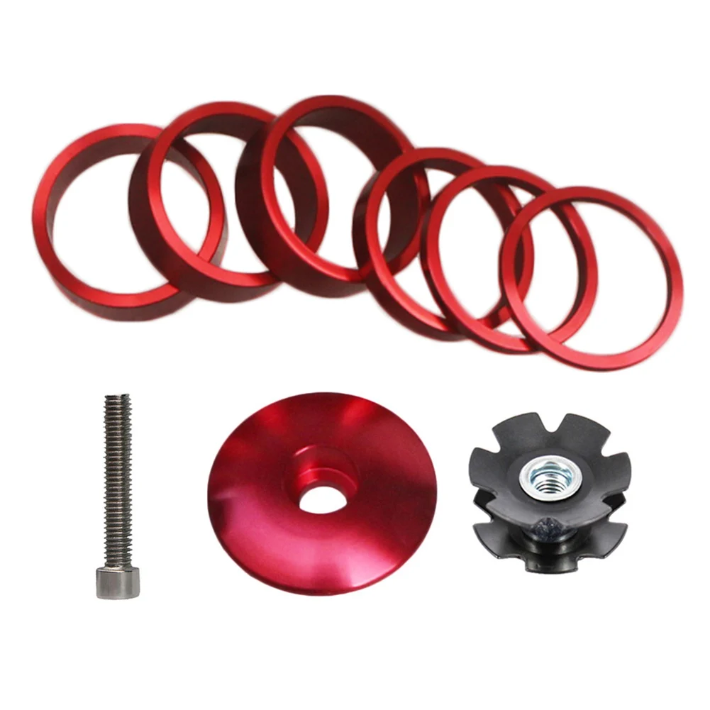 

Bicycle Bike Headset Bicycle Front Fork Stem Ring Gasket Set Spacer Stem Top Cap Aluminum Alloy Durable Cycling Accessories