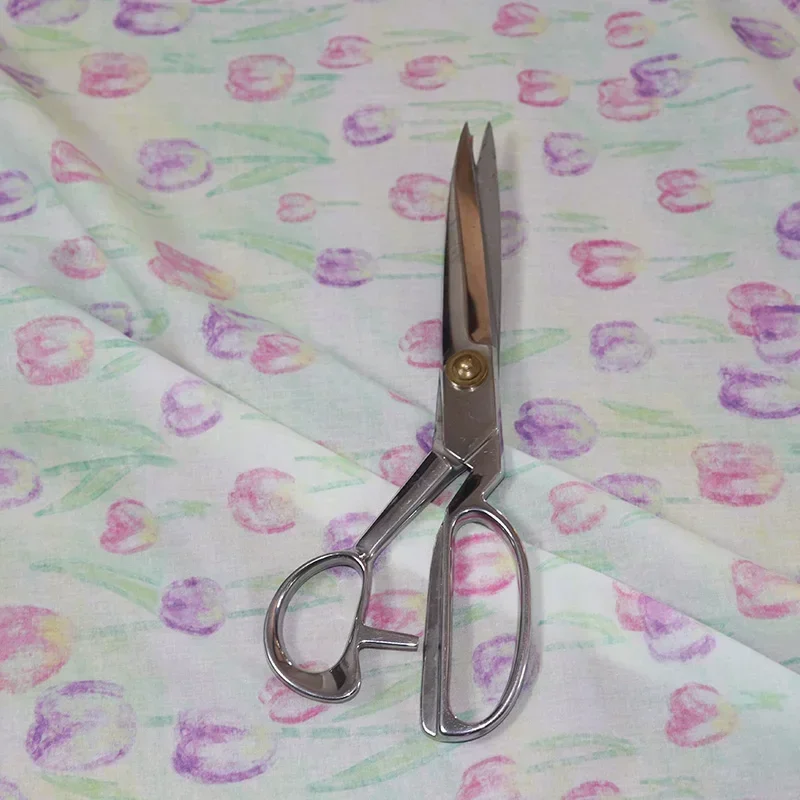 Клементина красный цветочный 100% хлопок свободная ткань 80-х годов с цифровой