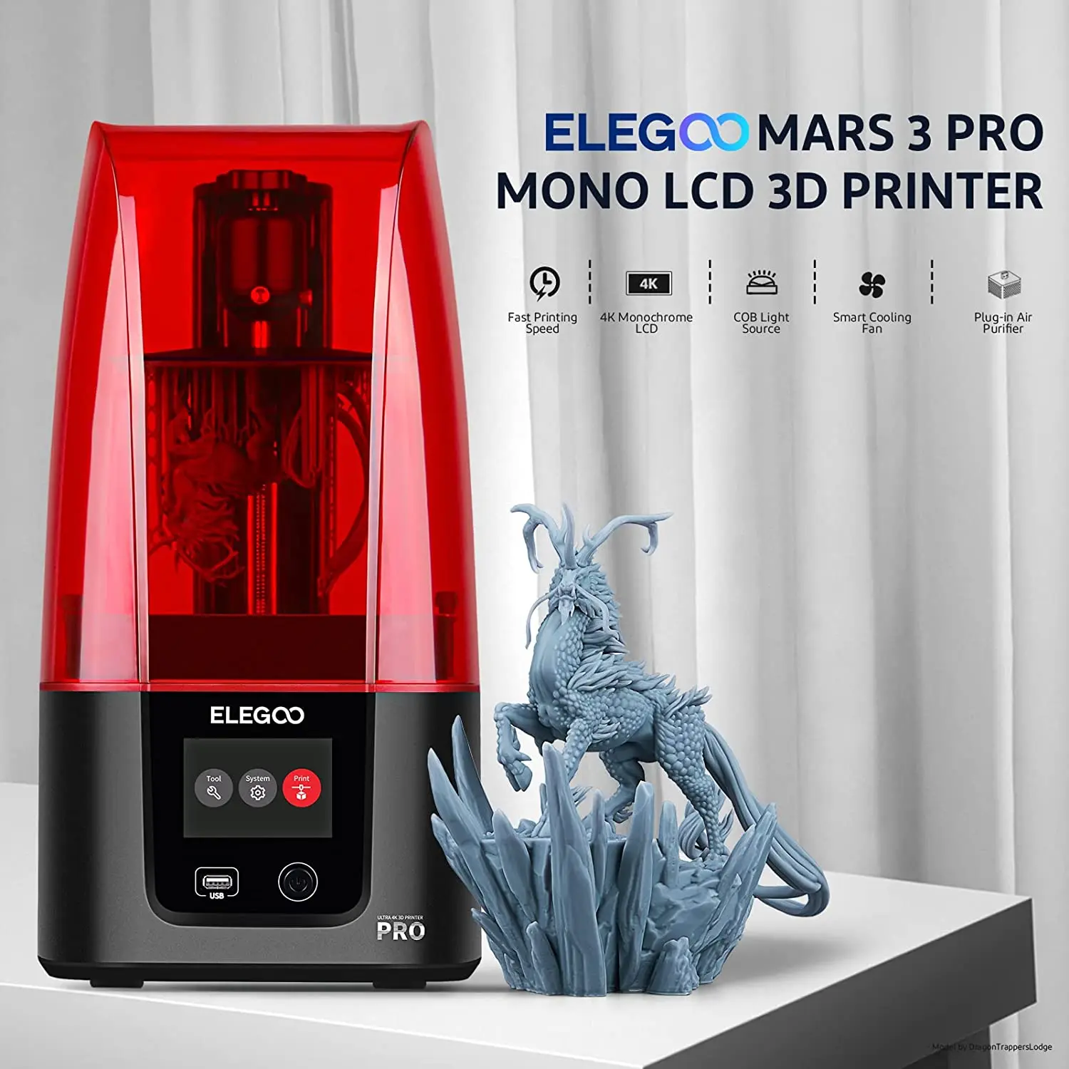 3D-принтер ELEGOO MARS 3 PRO MSLA, УФ фотоотверждение, ЖК-дисплей, 3D ...