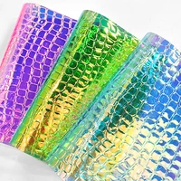 30x135cm bump embossed pvc fabric iridescent holographic laser rainbow shiny vinyl for diy bow earring making craft bag