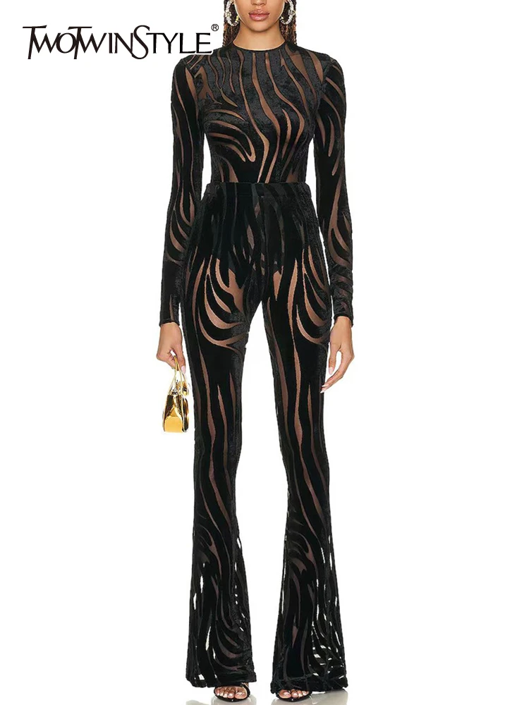 

Женский комплект из двух предметов TWOTWINSTYLE, однотонный комплект из топа с круглым вырезом и длинными рукавами, расширяющиеся книзу брюки с высокой талией, 2023