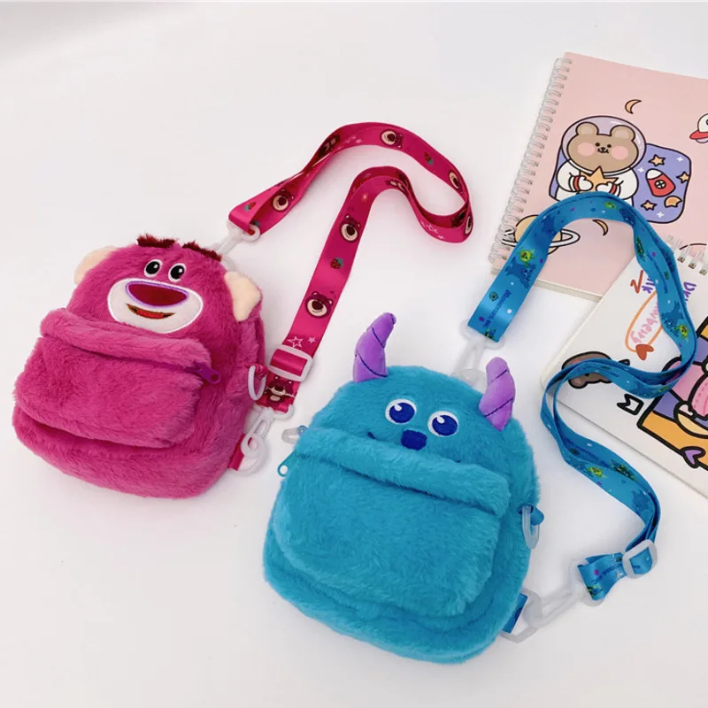 

Модный новый розовый клубничный медведь Синий Монстр мультяшный плюшевый рюкзак для детей женский рюкзак в иностранном стиле