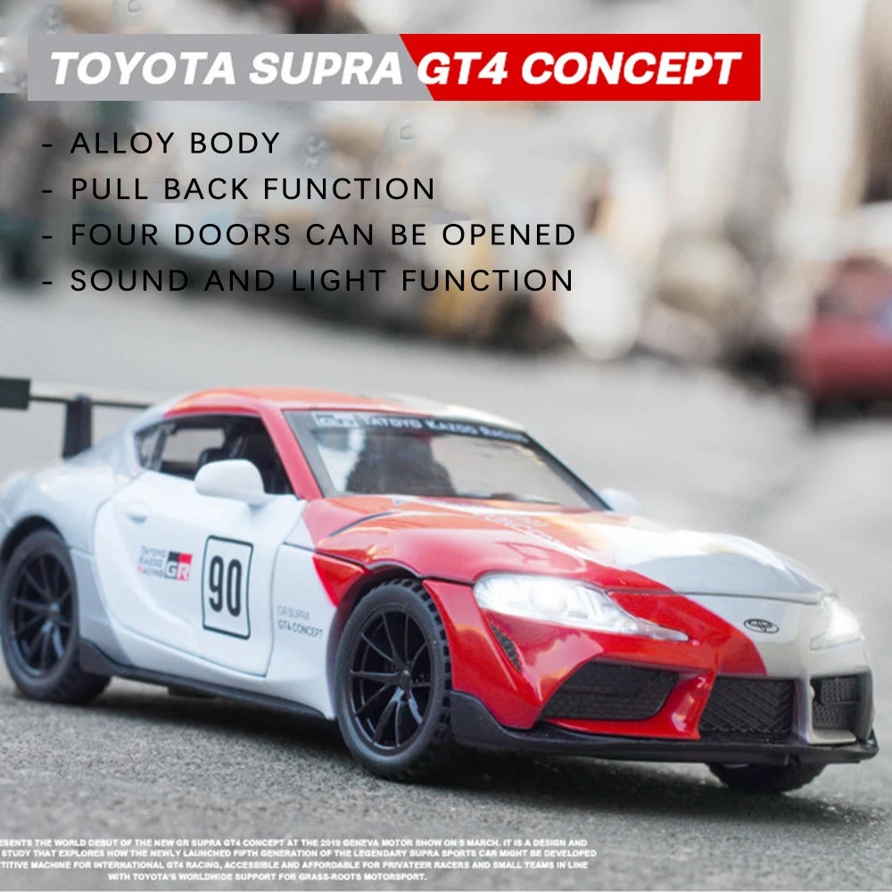 Литая модель автомобиля из сплава 1:32 миниатюрная JDM TOYOTA SUPRA GT4 гоночный