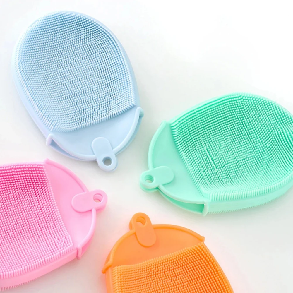 

Soft Hair Silicone Bath Brush Dishwashing Gloves Fruit Vegetable Cleaning Brush Reusable Household Kitchen Personal Clean Tool