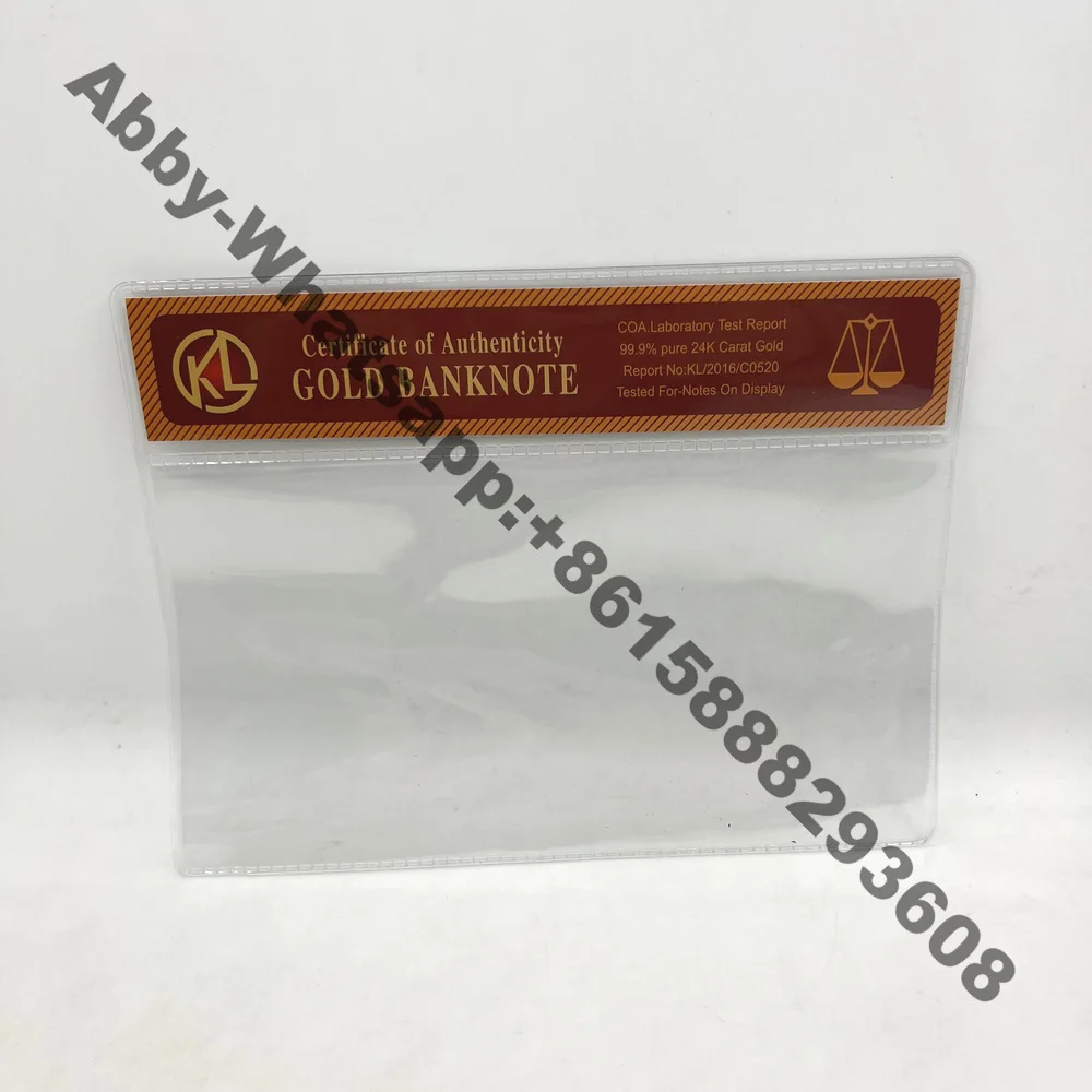 

KL gold banknote transparent plastic sleeve Nice display frame for Banknote souvenir bills coa cheap goods