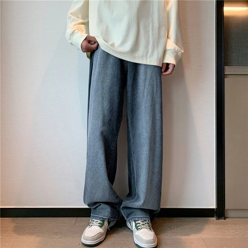 Blue Baggy Jeans Men Fashion Casual Oversized Wide Leg Jeans Men Streetwear Hip Hop Loose Straight Denim Pants Mens Trousers