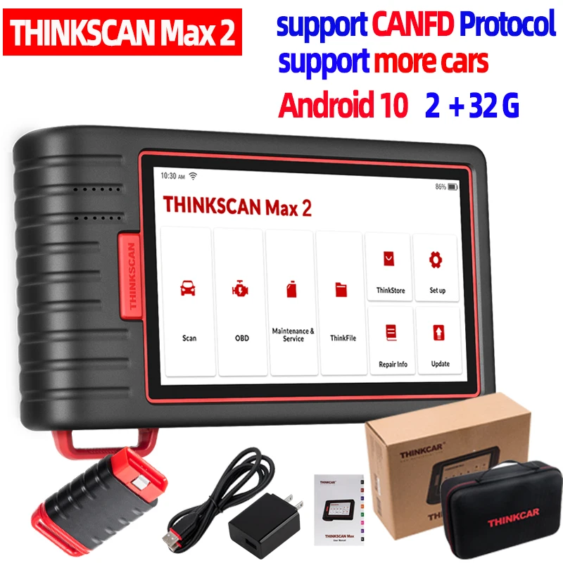 Диагностические инструменты для автомобилей THINKCAR ThinkScan Max, полная система OBD2, сканер AF DPF IMMO 28, сброс, кодирование ECU, PKthinktool