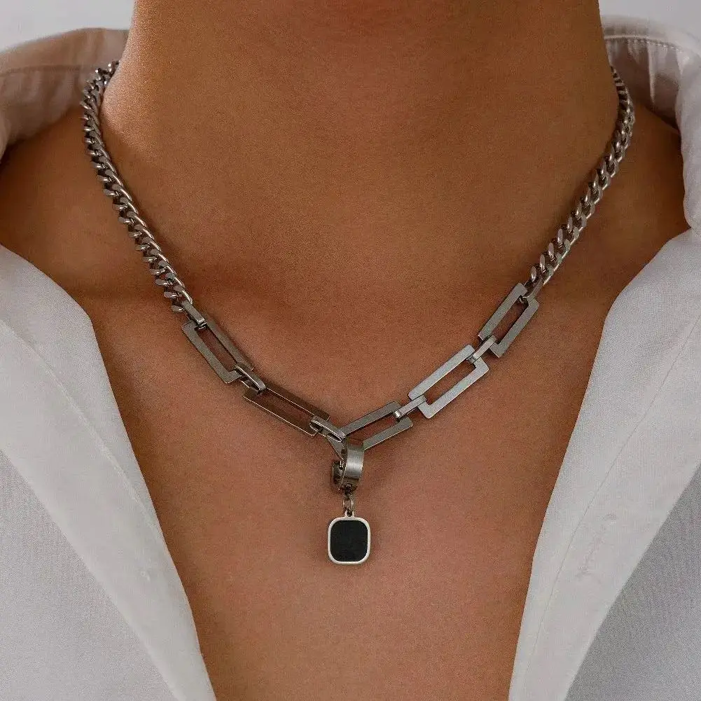 SHIXIN Новый мужской ожерелье из нержавеющей стали квадратное кулон хип - хоп