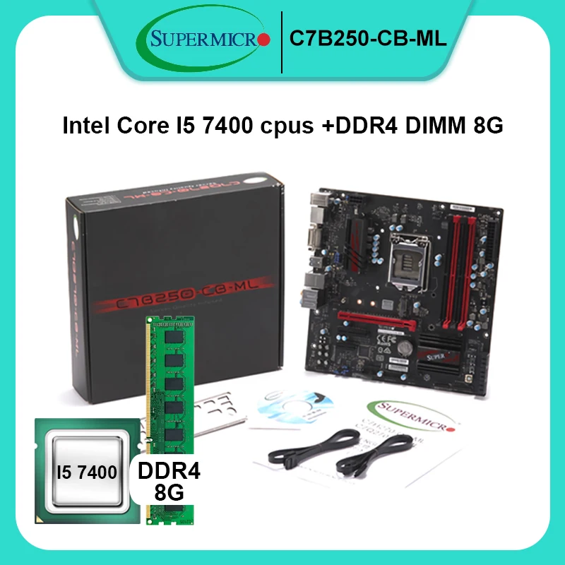 

Для материнской платы SUPERMICRO C7B250-CB-ML LGA 1151 комплект Intel Core I5 7400 процессоры и DDR4 DIMM 8G Intel B250 PCI-E 3,0 SATA 3 Micro