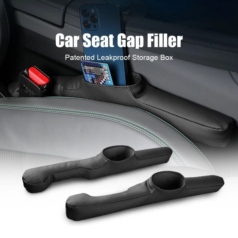 

2PCS Car Seat Gaps Filler Universal PU Leather Left Right Seat Gap Plug Center Console Storage Box Organizer for Car SUV Truck