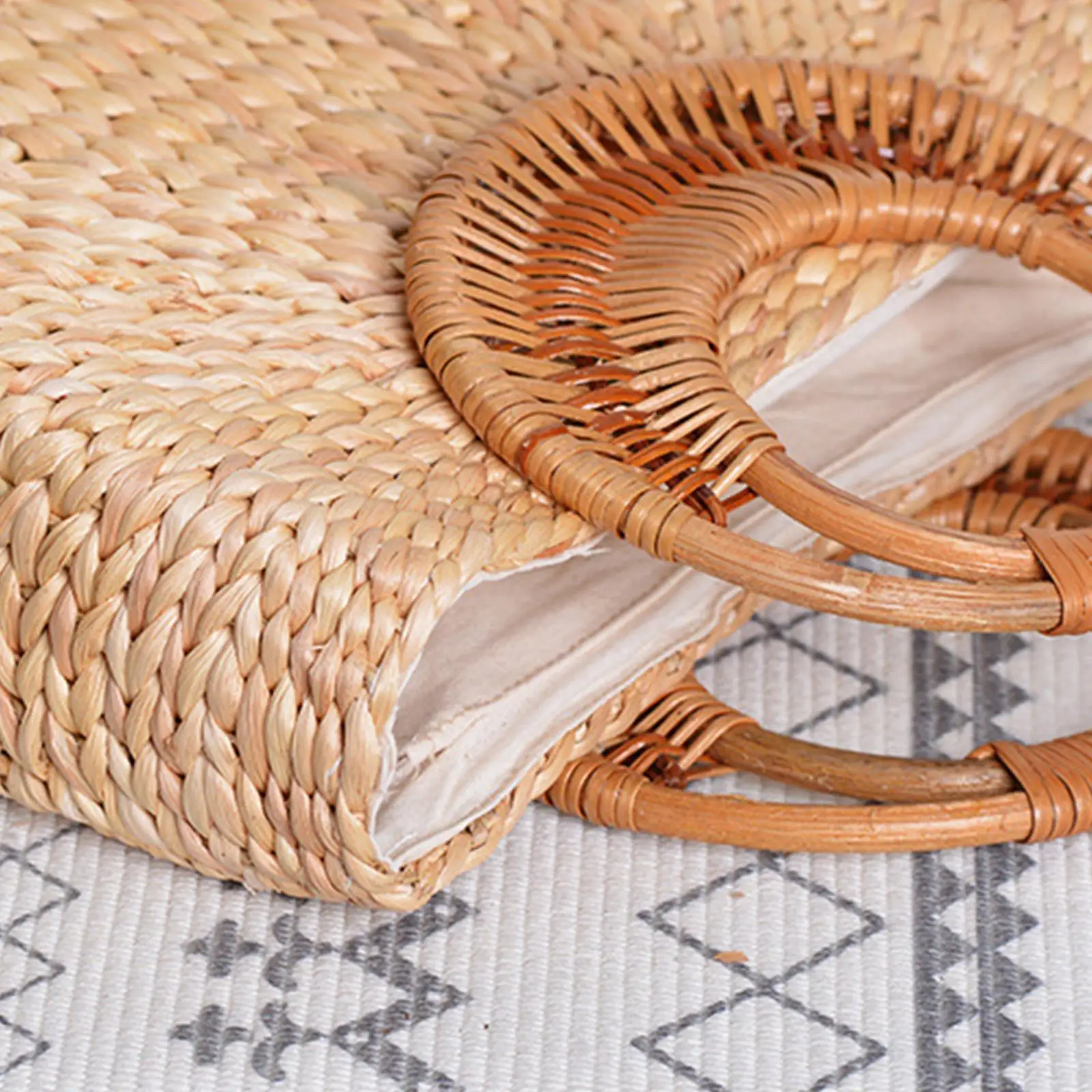 Соломенная большая сумка ручной работы из ротанга в форме луны богемном стиле