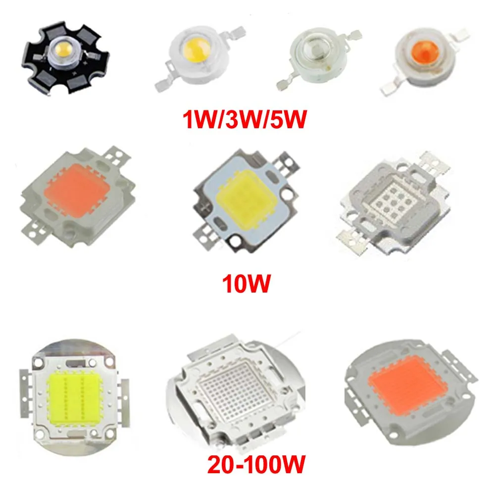 Светодиодный чип высокой мощности 1 Вт 3 5 10 20 30 50 100 COB SMD LED Bead White RGB UV Grow полный