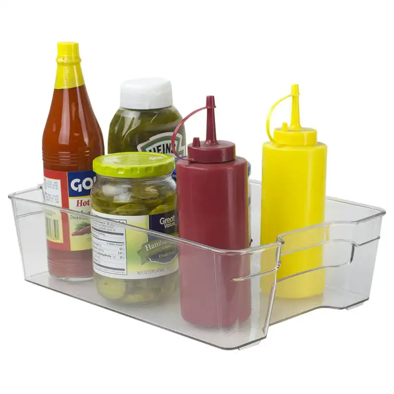 

Stackable Large Plastic Fridge Pantry and Closet Organization Bin with Handles