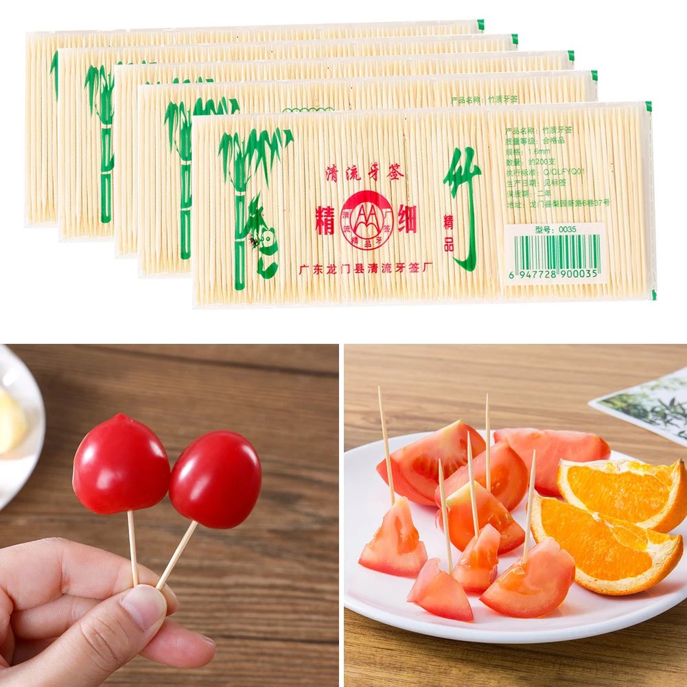 

200 PCS Natural Bamboo Double-ended Fine Toothpicks Disposable Bamboo Toothpicks Portable Toothpick Strips Wholesale