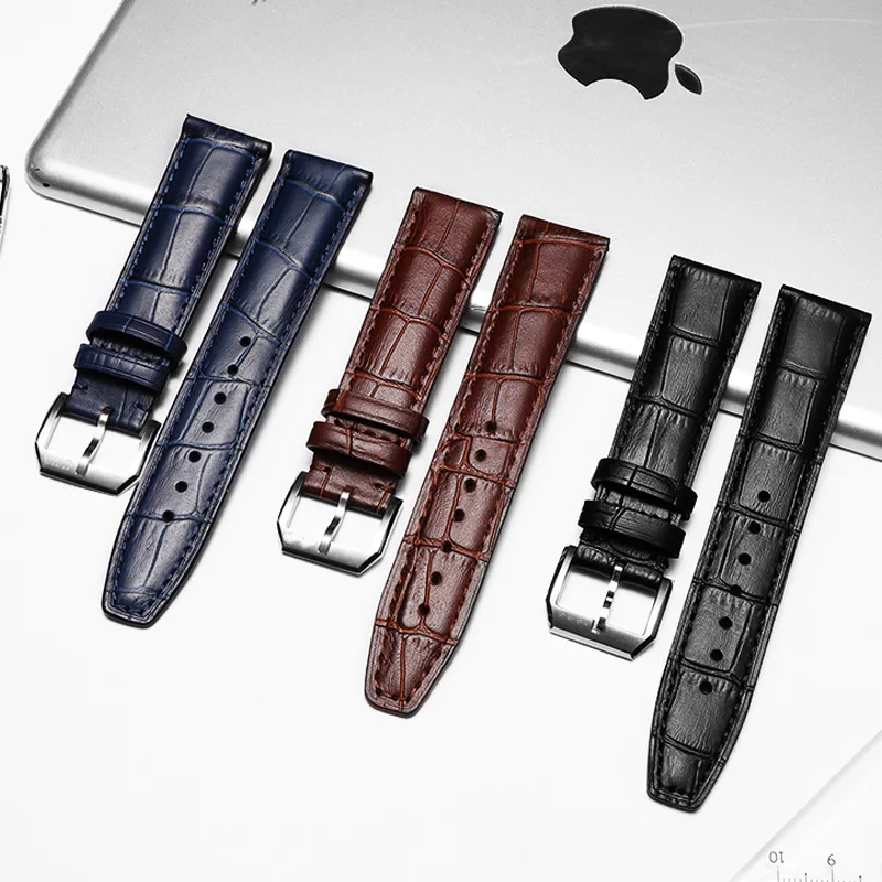 Genuine Leather Watch Strap 20/22mm Leather Strap For Portugieser Chronograph Portofino Watch Accessories Folding Clasp