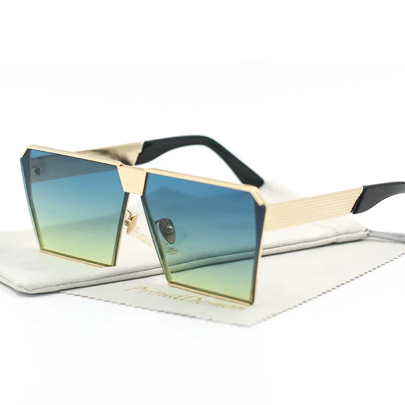 Женские/мужские солнцезащитные очки с плоскими квадратными линзами цвет в