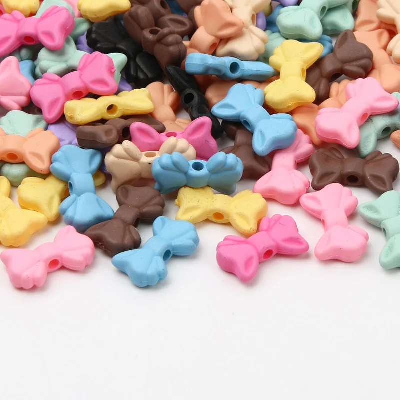 Матовый разноцветный милый бант 15 Х9 мм акриловые разделительные бусины для