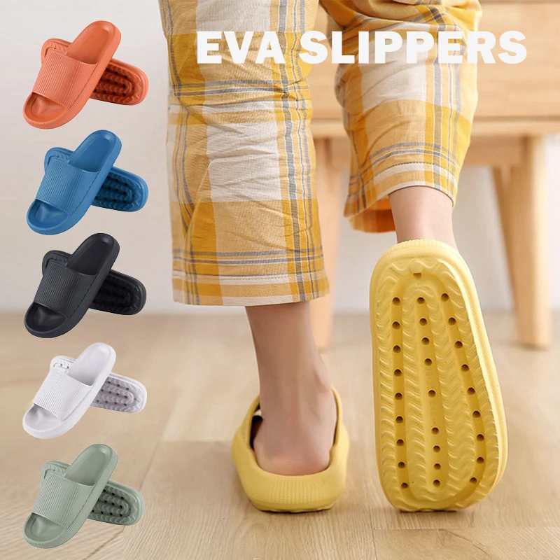 

Шлепанцы для дома и ванной, Нескользящие сандалии на платформе, Эва, мягкая подошва, однотонные, для дома, сланцы, Нескользящие