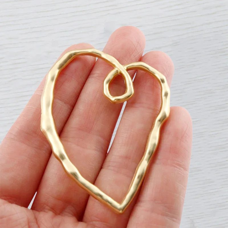 2 х матовый золотой цвет большой богемный полый простой кулон в форме сердца для