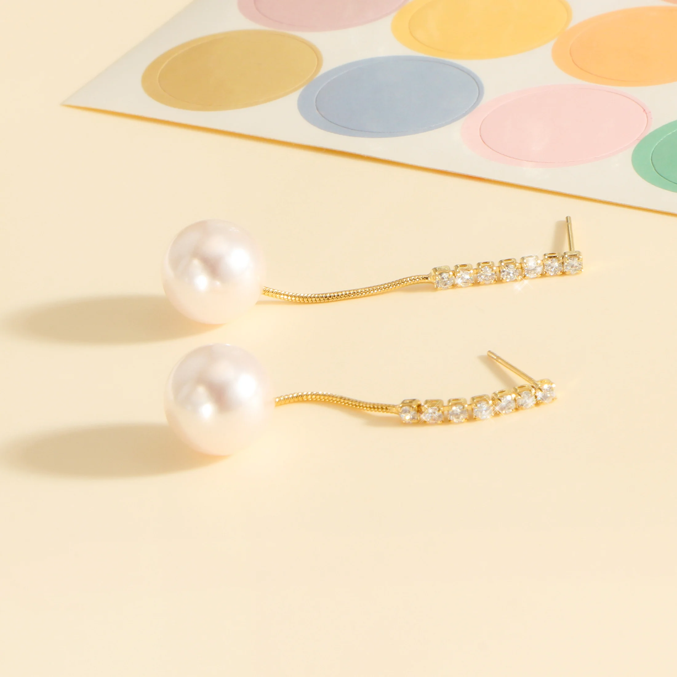 Круглые Серьги-гвоздики С Жемчугом И Камнями CZ Элегантные Роскошные Женские