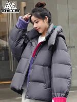 greller 2022 new winter women parkas jackets loose hooded thicken warm padded coat knit spliced female winter outwear jackets