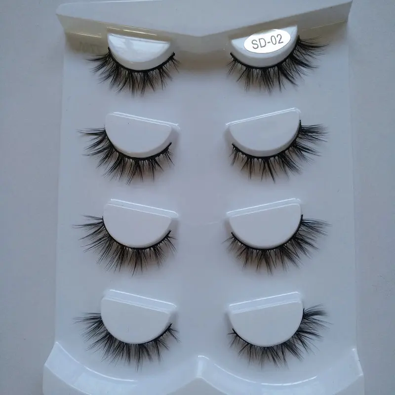 

False Eyelashes 3D Stereo Four Pairs of False Eyelashes Handmade False Eyelashes Ladies Natural Cross Simulation Eyelashes