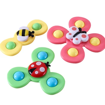 Baby Ring Three Color Sucker Insect Turn Happy Baby Bath Toy