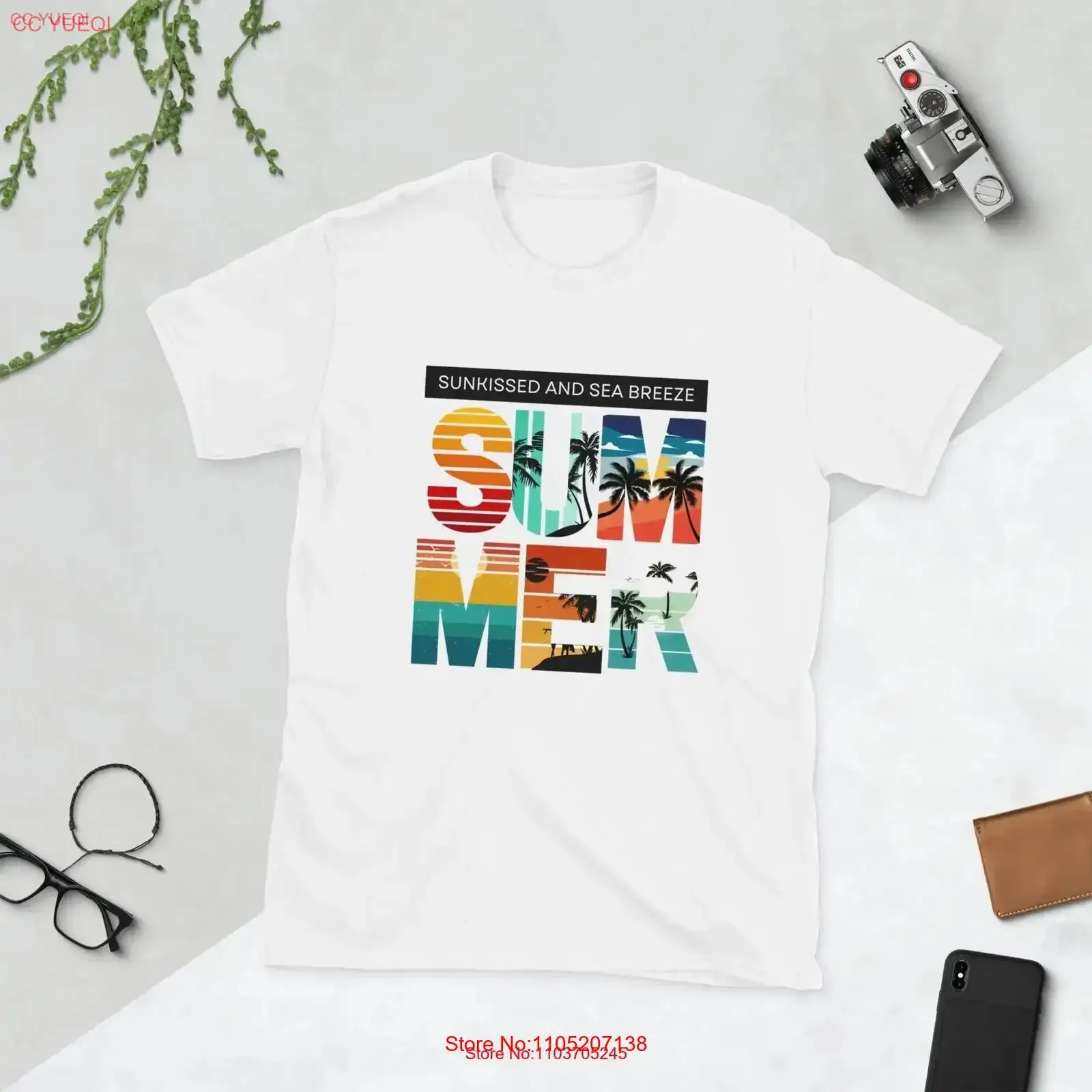 Фото Летняя футболка Sunkissed Sea Breeze Seasonal Vibes, винтажная стираная универсальная эластичная футболка унисекс для повседневной носки №1