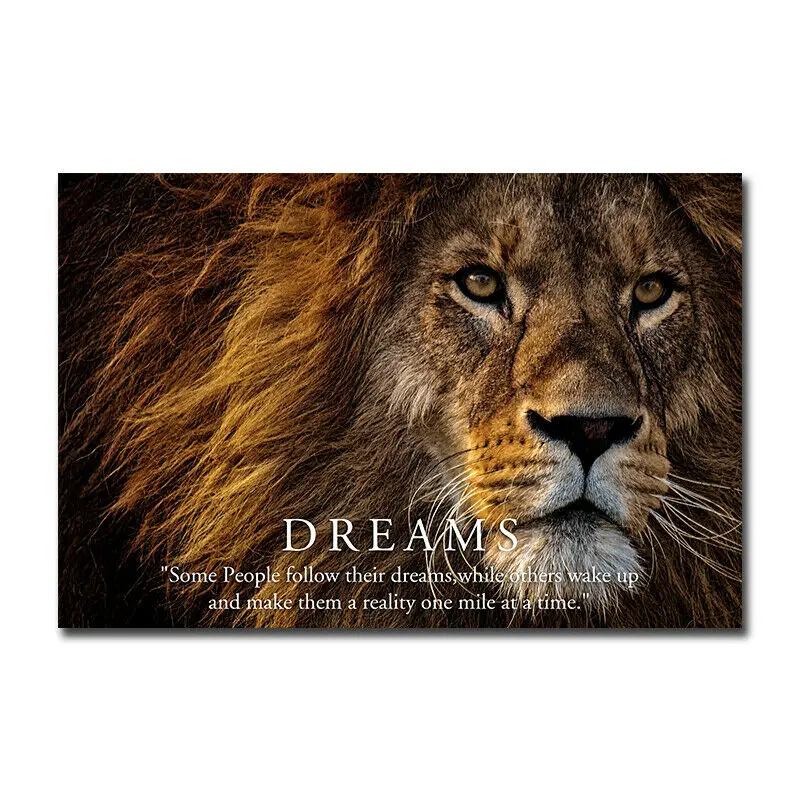 

Dreams Lion Motivational Art Picture Print Silk Poster Home Wall Decor