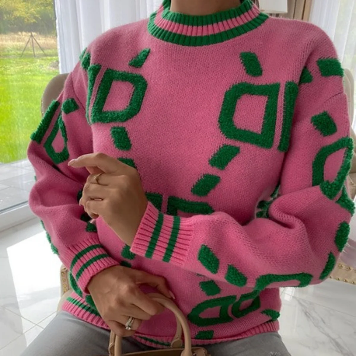 

2022 Autumn and Winter New Long-sleeve Knitted Shirt Temperament Fashion Loose Sweater